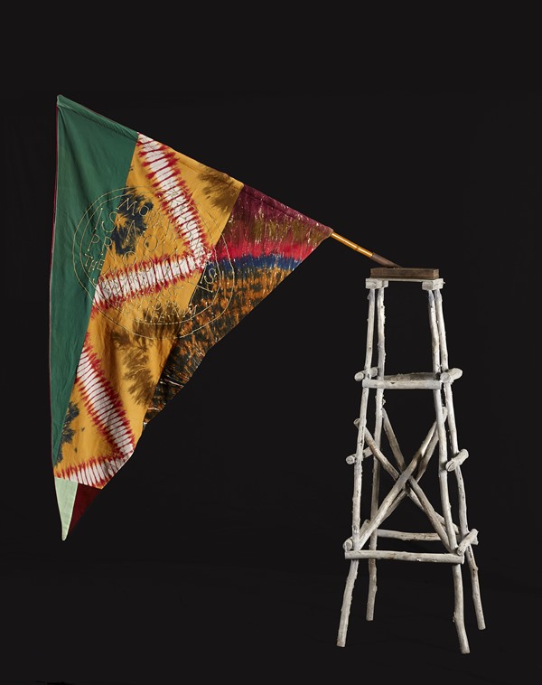 Francesco Clemente, Hunger (2014), fabric, embroidery, bamboo, aluminum, iron.  Photo: Courtesy of the artist.
