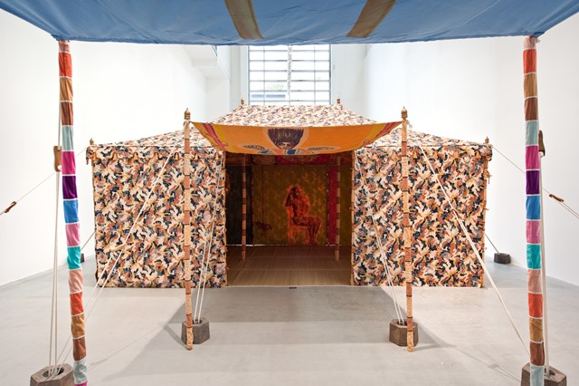 Francesco Clemente, Standing With Truth Tent (2013) (exterior view), tempera on cotton and mixed media.  Photo: Courtesy of the artist and Blain/Southern Gallery, Berlin.